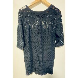 Loft dress size 8P three-quarter inch sleeve lace over slip dress navy blue